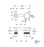 MEDIDAS CUERPO EMPOTRADO LAVABO A PARED IDEAL STANDARD